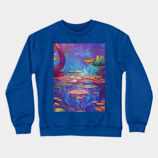Stained Glass Lotus Lake Crewneck Sweatshirt by Chance Two Designs